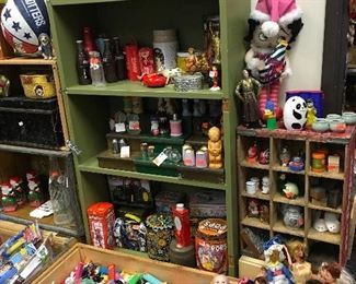 pez dispensers, Barbie dolls, assorted Knick Knacks