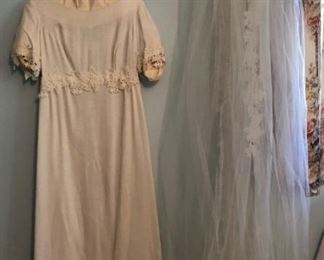 Vintage 1969 Wedding Gown and matching veil