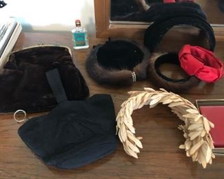 Vintage hats and purses