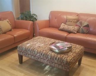 Barely used Sofa Love Seat and Ottoman purchased at Macys (ottoman made and designed to match home decor)