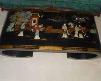 table , top view of the hand painted scenery