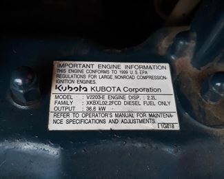 Bobcat.   Kubota engine information 