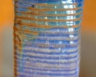 Glazed Stoneware Vase/Jar Artist Signed 	 	
