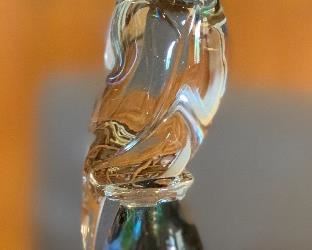 14in Murano Owl Applied Clear Art Glass	14in H	
