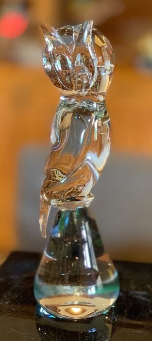 14in Murano Owl Applied Clear Art Glass	14in H	
