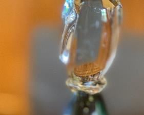 14in Murano Owl Applied Clear Art Glass	14in H	
