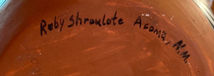 Ruby Shroulote Acoma NM Pottery Pot	16.5 x 15in dia	
