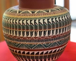 Charley Navajo Etched Pottery Pot	14 x 13.5 dia	
