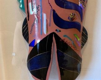 Shawn Athari Fishman Fused Glass Sculpture Fish Man	43x21x6in	HxWxD
