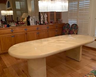 80s White Lacquer Dining Table	29x48x72-90-108	HxWxD
