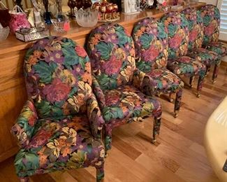 6 Floral Print Chairs	42x20x24 seat height: 20in	HxWxD
