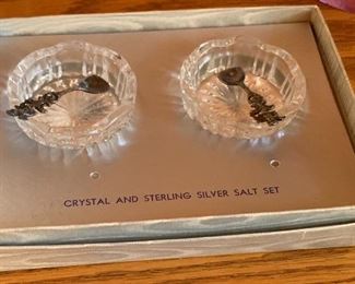Crystal & Sterling Silver Salt Set 	 	
