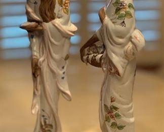 Japanese Ceramic statues Male Female 	24in H	
