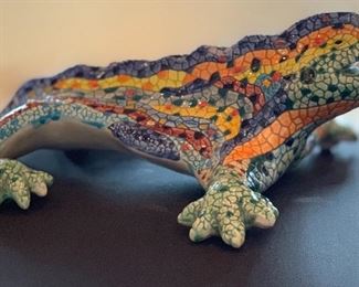 Mexican Folk Art Ceramic Lizard/Horny Toad signed	 	