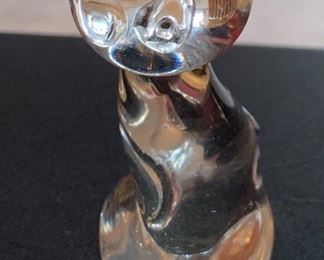 Art Glass Cat Murano Clear 	 	
