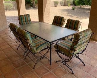 Wrought Iron Coil Spring patio set W/ 6 chairs	 	
