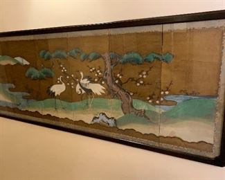 Asian Silk painting Cranes Cherry Blossom	59X22IN	
