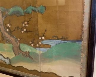 Asian Silk painting Cranes Cherry Blossom	59X22IN	
