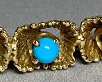 18k Gold & Turquoise Hinged Bracelet 6.5in
