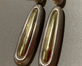 14k gold Inserts Sterling Silver Earrings 50mm long
