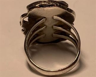 Native American Turquoise/Coral Ring Sz7.75
