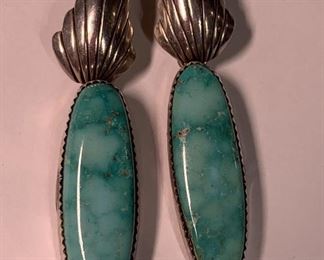 Platero Sterling Turquoise Earrings  Navajo
