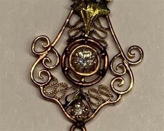 30mm 14k Rose/Yellow Gold Pendant w/ diamond 
