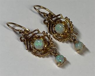 32mm 14k Gold Opal Earrings 
