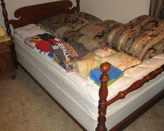 Full size bed with boxspring and Mattress and bedding