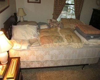 Bed with boxspring and Mattress and bedding