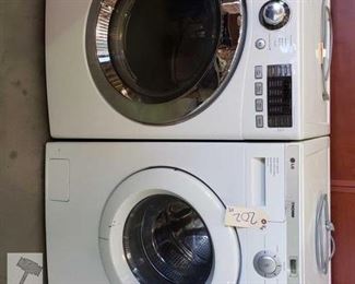 202: LG Tromm Washer and True Steam Dryer
LG Tromm 4.2 cu.ft. white front load washer model WM2455W has stainless steel drum, 10" tilting tub, 1200 RPM powerful spin, SenseClean system with 9 washing programs and 5 tem levels. Also in this lot is a  7.4 cu.ft ultra large capacity steam gas dryer Model DLGX3371W with aluminized allow stainless steel drum, upfront electronic control panel with dual LED display and dial-a-cycle, TrueSteam technology, Energy Star qualified. 

