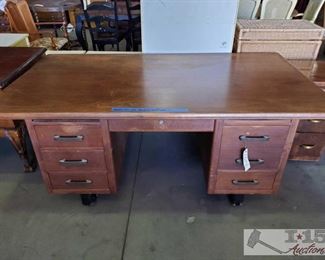 264: Large Cherry Wood Desk w/ Six Drawers
Large Cherry Wood Desk w/ Six Drawers. Form Hughes Aircraft 1960's