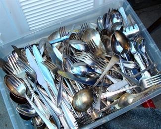 Vintage Silver Plate flatware, forks, knives, spoons, serving pieces, utensils