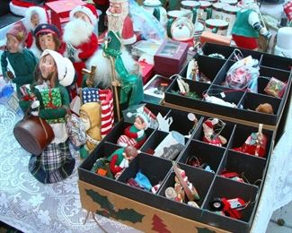 Christmas, holiday, ornaments, Carolers, Santa, tea set, Tea pot, elves