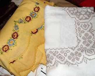 Vintage linens, tablecloths, embroidered