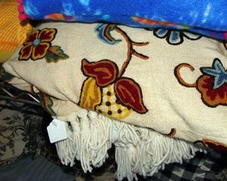 Appliqued bedspread, vintage blankets