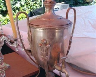 Antique Samovar, Silver Plate Urn, Beverage Dispenser, Coffee