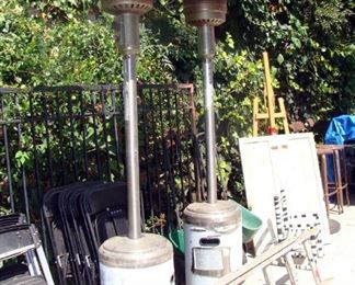 Outdoor heaters, propane, ladder, folding chairs