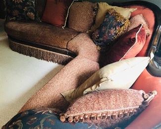 Beautiful custom made “L” shaped silk backing sofa