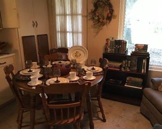 Table W/2 Leaves & 6 Chairs, Dishes by Kensington Staffordshire England