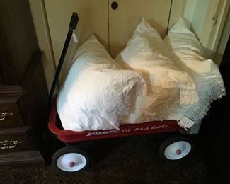 Radio Flyer Wagon & Pillows W/Lace Coverings