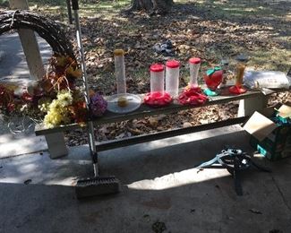 Bench & Bird Feeders