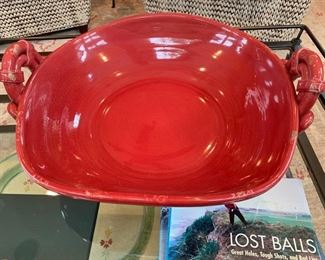 12. Red Ceramic Bowl (21"x 18" x 7")