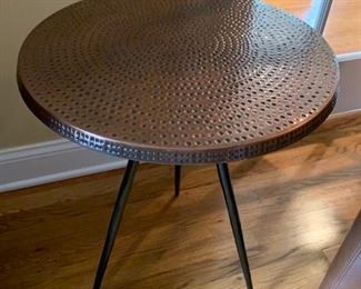 17. Pair of Copper Top Tri - Leg Side Tables (18" x 24")