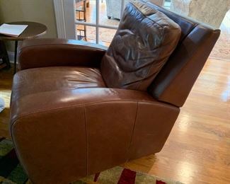 18. Crate and Barrel Leather Recliner (35" x 38" x 35")