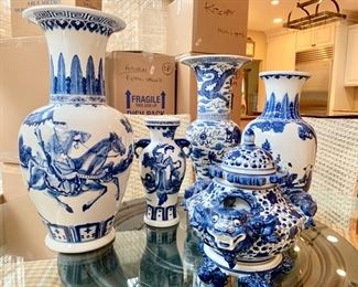 Collection of Blue & White Chinese Vases