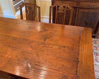 31. Henredon Acquisition Plank Top Dining Table w/ 2-20" Refractory Leaves (40" x 72" x 31")