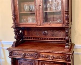 33. Antique Carved Wood Sideboard (50" x 20" x 39")