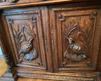 33. Antique Carved Wood Sideboard (50" x 20" x 39")