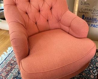 41. Pair of Pearson Coral Tufted Back Club Chairs on Casters (32" x 33" x 36")